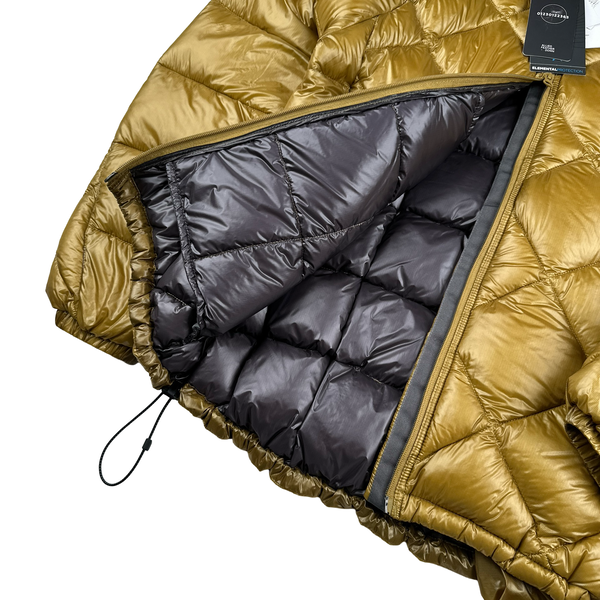 And Wander Gold Pertex Diamond Quilted Hooded Puffer Jacket - Small