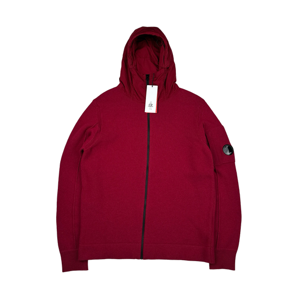 CP Company Wine Lens Viewer Wool Blend Zipped Hoodie - Medium