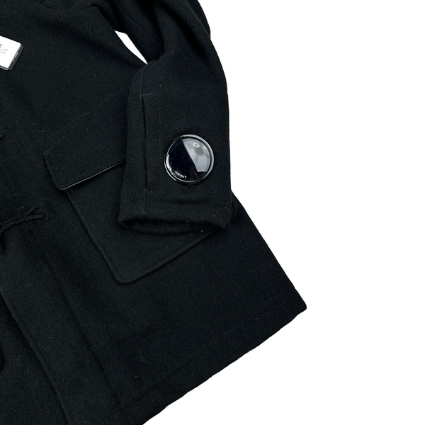 CP Company Black Wool Spellout Watch Viewer Duffle Jacket - XL