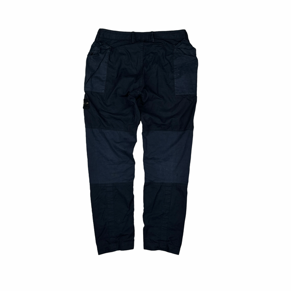 Stone Island Navy Rip Stop Cotton Cargo Trousers - Small