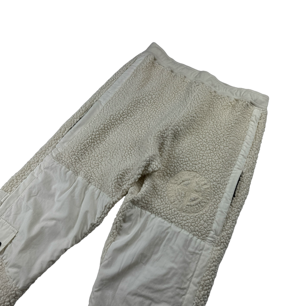 Stone Island 2022 Cream Shearling Compass Spellout Cargos - 36"