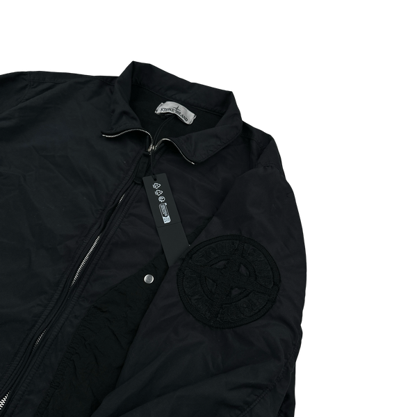 Stone Island 2024 Black Embroidered Compass Zipped Overshirt - Medium