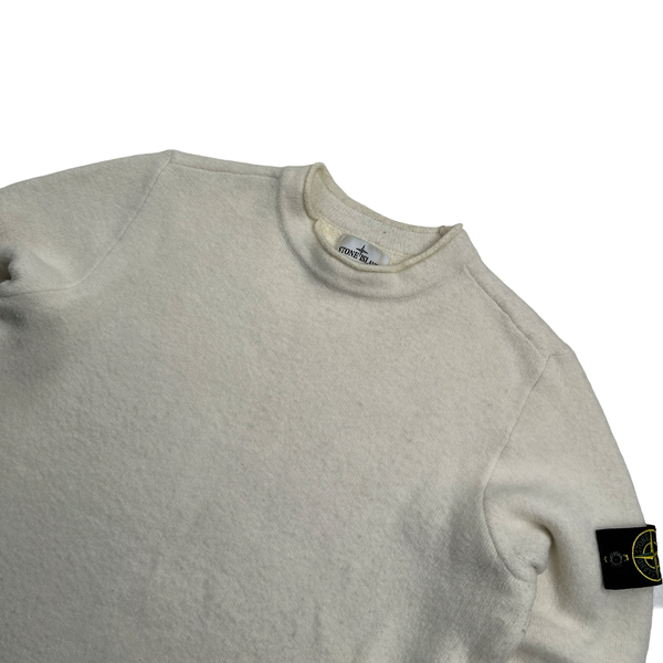 Stone Island 2022 White Knitted Pullover Jumper - Large