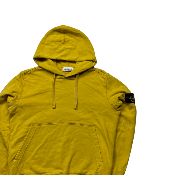 Stone Island Yellow Cotton Pullover Hoodie - Medium
