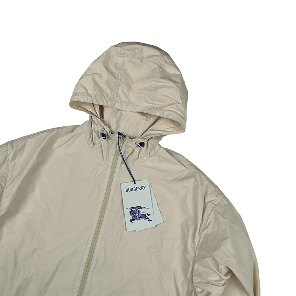 Burberry Cream Nylon Logo Hooded Zipped Jacket - Large