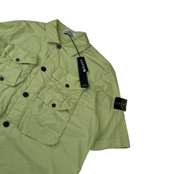 Stone Island 2022 Green Double Pocket Short Sleeve Overshirt - Large