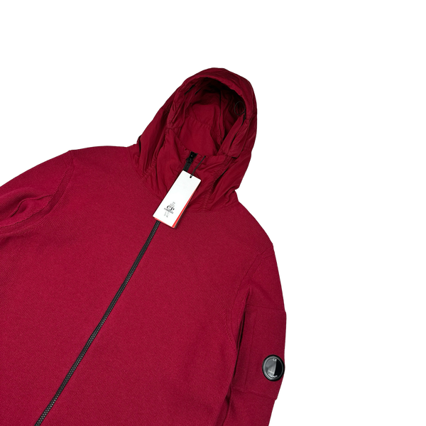 CP Company Wine Lens Viewer Wool Blend Zipped Hoodie - Medium