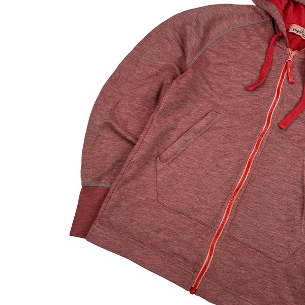 Stone Island 2016 Red Waffle Knit Hoodie - Small