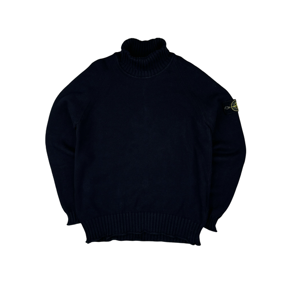 Stone Island 2022 Navy Wool Roll Neck Jumper - Medium