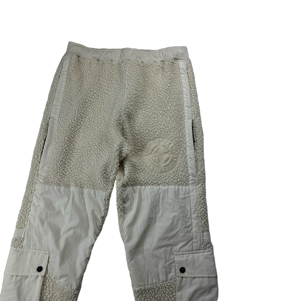 Stone Island 2022 Cream Shearling Compass Spellout Cargos - 36"