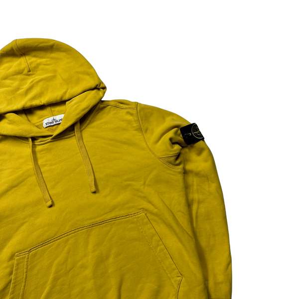 Stone Island Yellow Cotton Pullover Hoodie - Medium