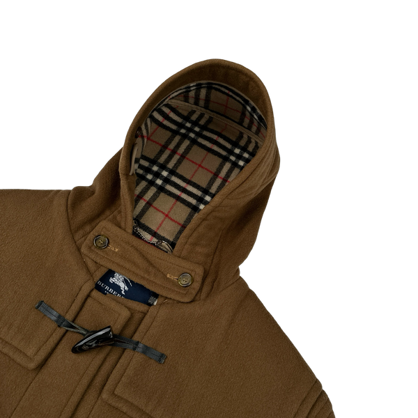 Burberry Brown Lana Wool Nova Check Lined Duffle Coat - Large