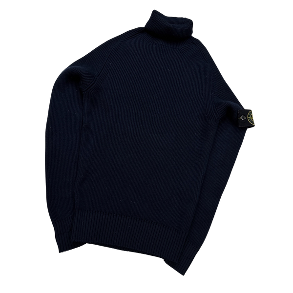 Stone Island 2017 Navy Ribbed Roll Neck Jumper Medium Mat s Island