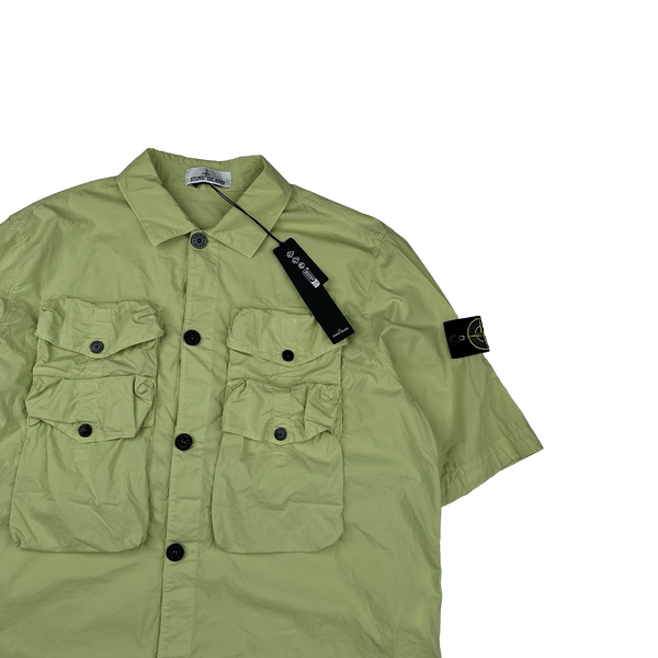 Stone Island 2022 Green Double Pocket Short Sleeve Overshirt - Large