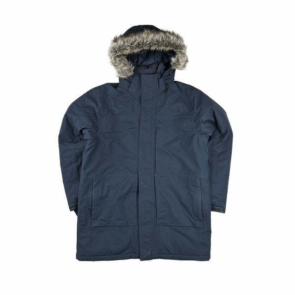 North Face Navy Hyvent Down Filled Parka Jacket - Large