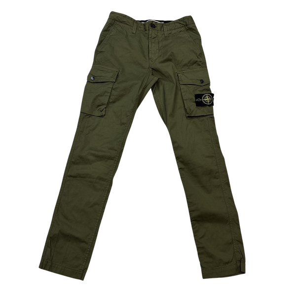 Stone Island Slim Fit Khaki Cargo Trousers - 28"