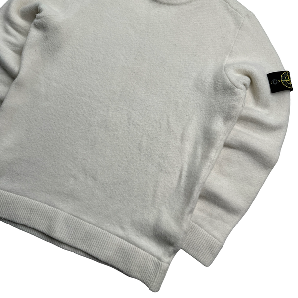 Stone Island 2022 White Knitted Pullover Jumper - Large