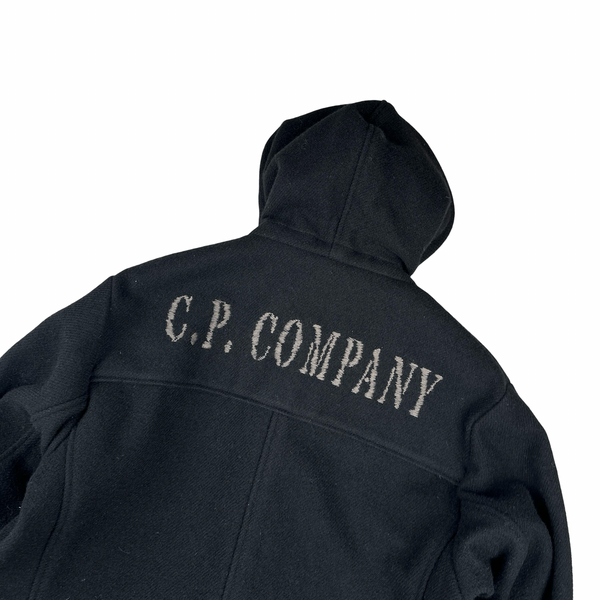 CP Company Black Wool Spellout Watch Viewer Duffle Jacket - XL