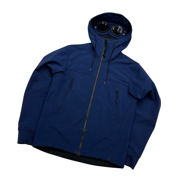 CP Company Navy Blue Fleece Lined Soft Shell Goggle Jacket - Medium
