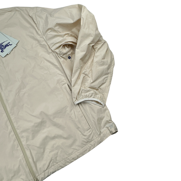 Burberry Cream Nylon Logo Hooded Zipped Jacket - Large