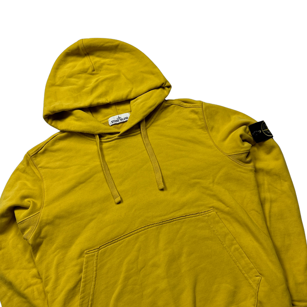 Stone Island Yellow Cotton Pullover Hoodie - Medium