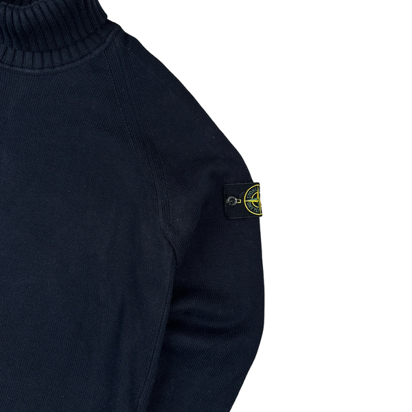 Stone Island 2022 Navy Wool Roll Neck Jumper - Medium