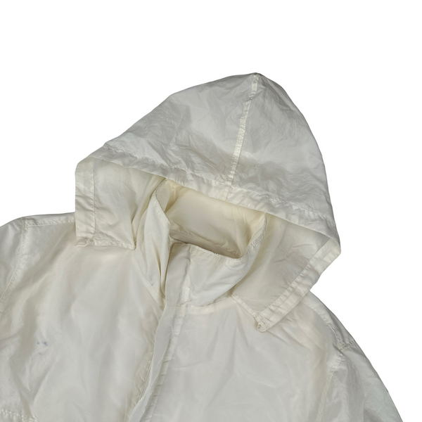 CP Company 2001 Vintage White Nylon Badge Zipped Hooded Jacket - Small