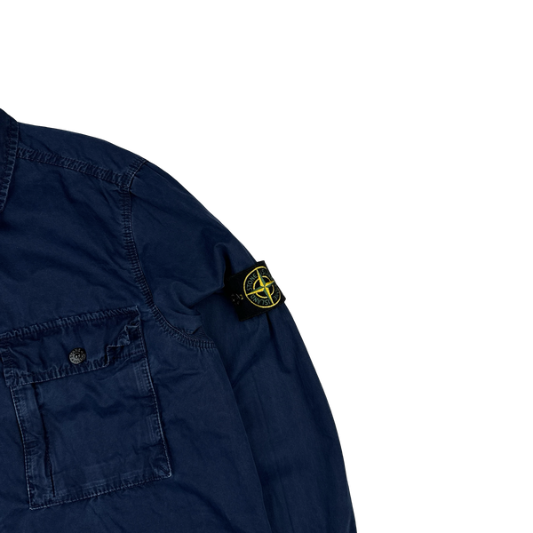 Stone Island 2017 Blue Garment Dyed Cotton Overshirt - Medium