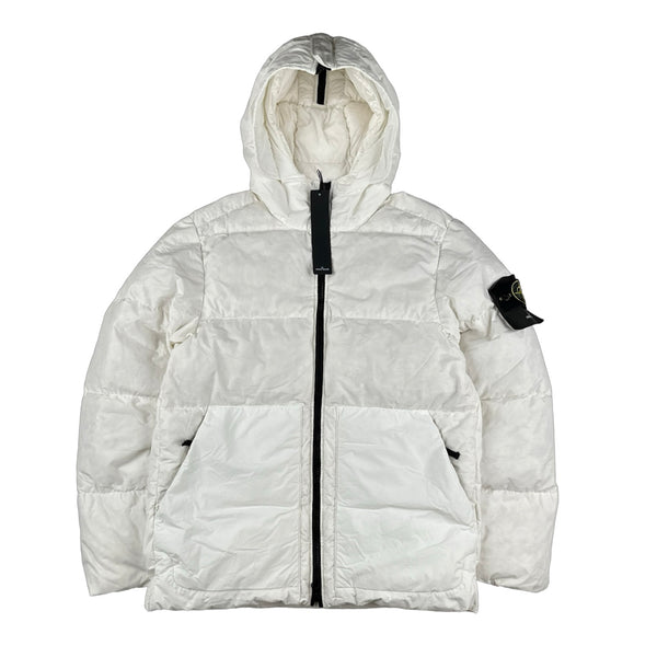 Stone Island 2022 White Naslan Light Watro Down TC Puffer - Small