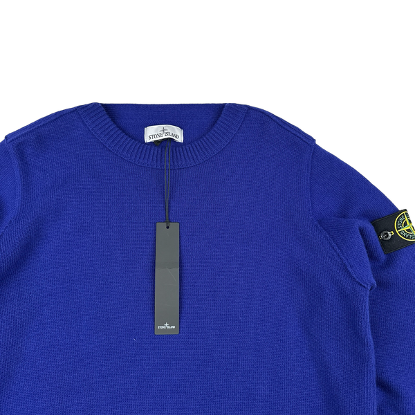 Stone Island 2023 Blue Thick Wool Crewneck Jumper - Large