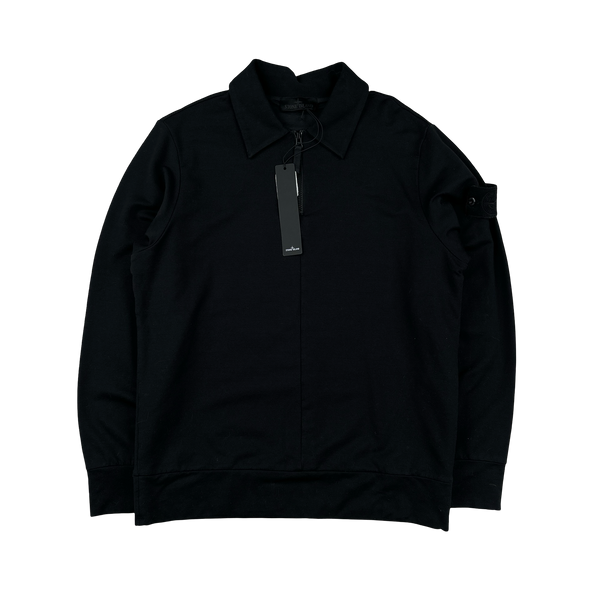 Stone Island 2022 Black Half Zip Black Ghost Piece Sweatshirt - Small