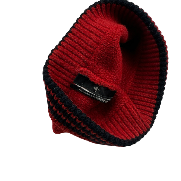 Stone Island Red Thick Beanie Hat