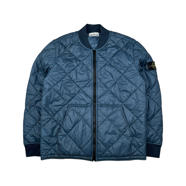 Stone Island 2018 Petrol Blue Garment Dyed Quilted Micro Yarn Jacket - Large