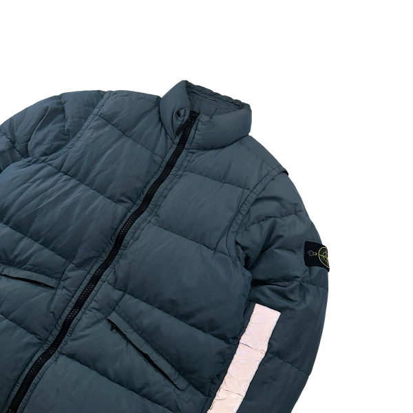 Stone Island 2018 Blue 2 In 1 Cotton Metal Watro Reflective Puffer Jacket Large