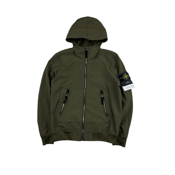 Stone Island 2021 Khaki Soft Shell R E Dye Tech Jacket - Medium