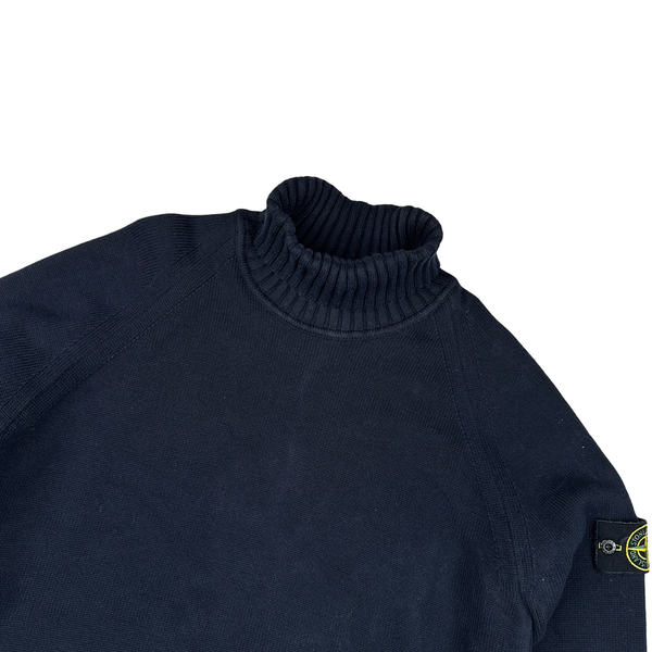 Stone Island 2022 Navy Wool Roll Neck Jumper - Medium