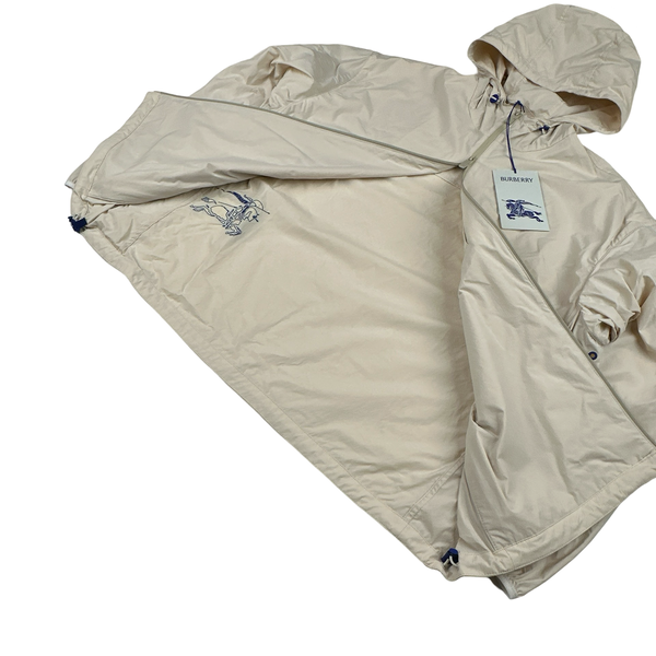 Burberry Cream Nylon Logo Hooded Zipped Jacket - Large