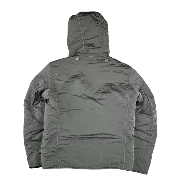 CP Company Silver Chrome Padded Spellout Neck Tag Jacket - XL