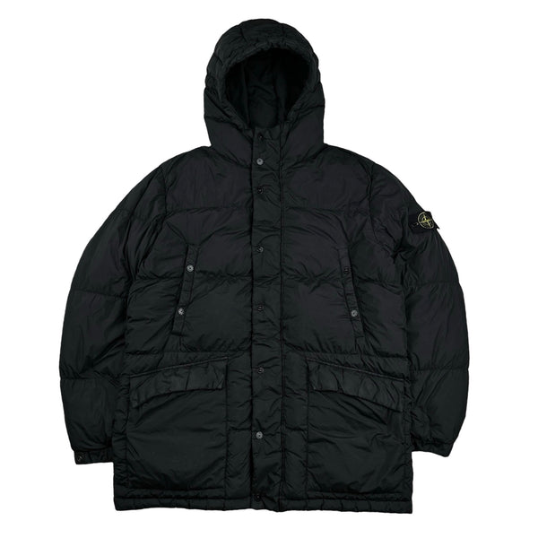 Stone Island 2013 Black Crinkle NY Down Long Puffer Jacket - XL