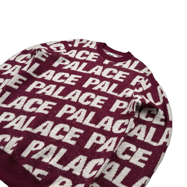 Palace Wine Monogram Alpaca Wool Blend Knit Jumper - XL