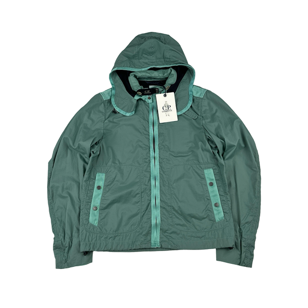 CP Company Turquoise Removable Hood Neck Tag Jacket - Large