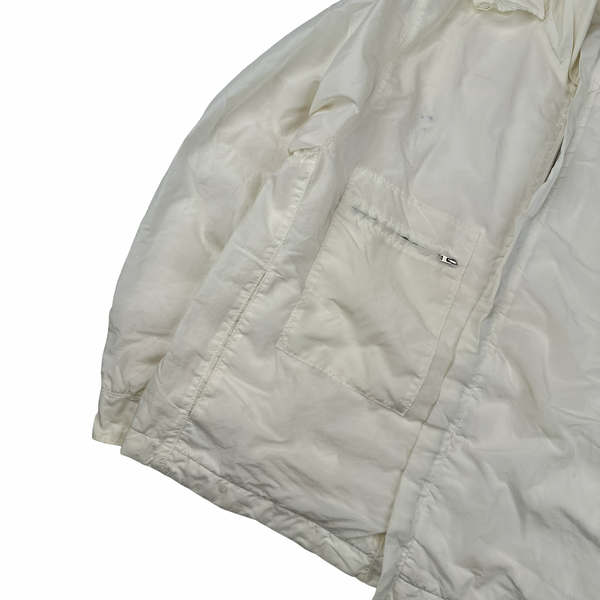 CP Company 2001 Vintage White Nylon Badge Zipped Hooded Jacket - Small