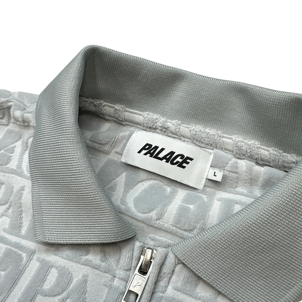 Palace Silver Towelling Quarter Zip Monogram Jumper - Large