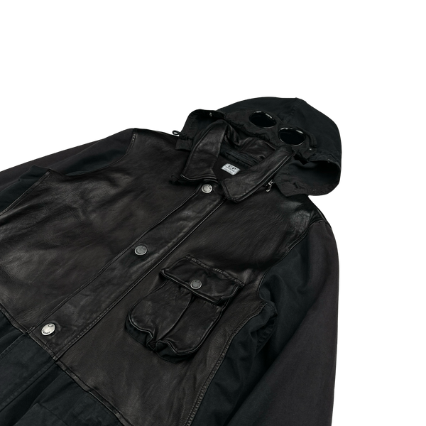 CP Company 2004 Black Calf Leather Goggle Field Jacket - XL