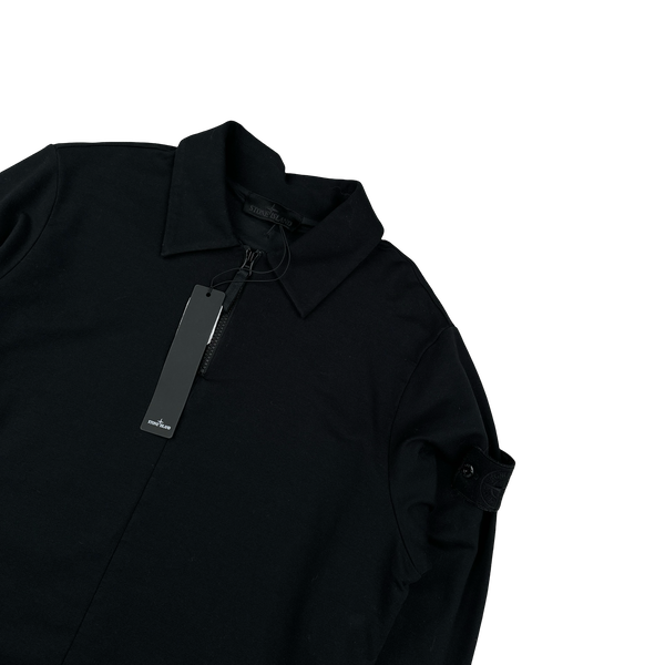 Stone Island 2022 Black Half Zip Black Ghost Piece Sweatshirt - Small