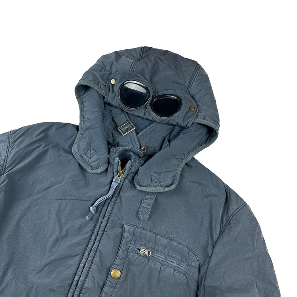 CP Company Navy Spellout Nycra Zipped Buckle Goggle Jacket Large Mat s Island