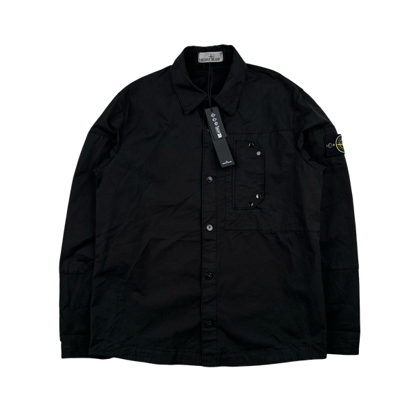 Stone Island 2024 Black Cotton Twill Overshirt - Small