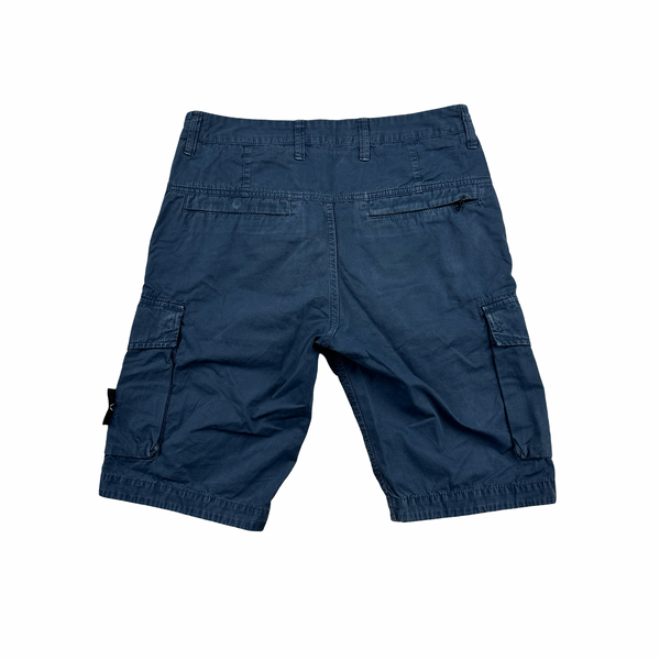 Stone Island 2020 Blue Cotton Slim Fit Cargo Shorts - Small