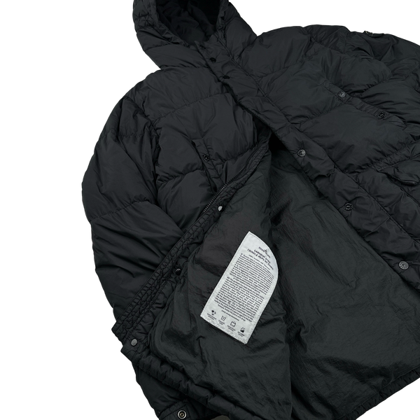 Stone Island 2013 Black Crinkle NY Down Long Puffer Jacket - XL