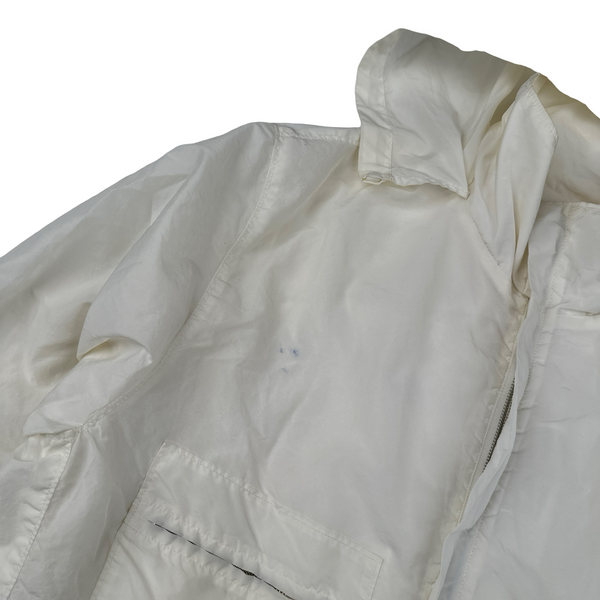 CP Company 2001 Vintage White Nylon Badge Zipped Hooded Jacket - Small